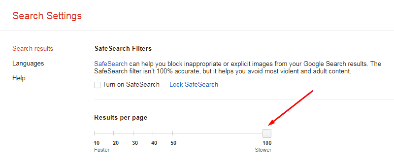 search setting