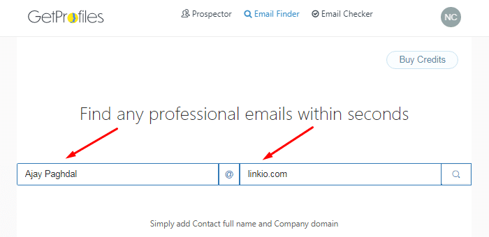 getprofiles.io email finder by name company