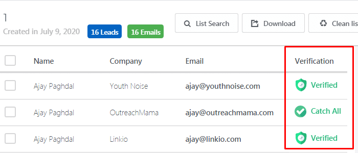 skrapp.io email verification status